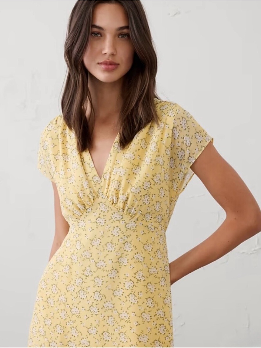 Banana Republic Factory Yellow Floral Midi Dress